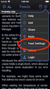 Showing settings