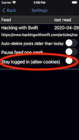 Stay logged in toggle
